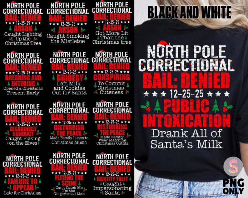 Matching Family Christmas Png, North Pole Correctional, Funny Group Christmas shirts, Holiday Tshirts, Christmas Png, Xmas Family png image 1