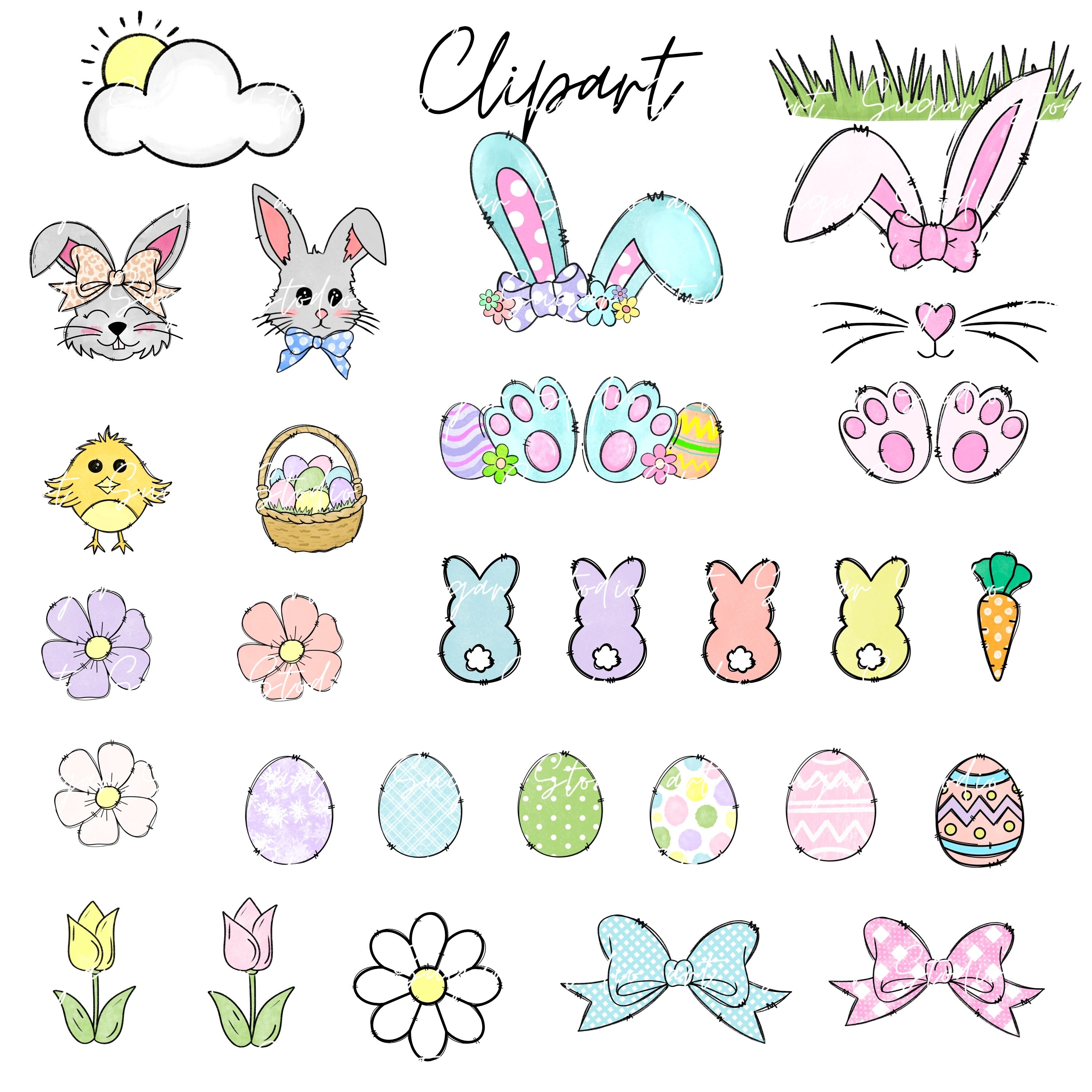 Easter Day Alphabet Letters PNG Bundle, Easter Clipart Png, Bunny ...