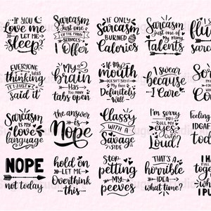 Sarcastic Bundle svg Hand lettered ver.2, Sarcastic Cut File, Funny Quote svg, Sarcastic quotes SVG, svg, dxf, eps, png, Cricut