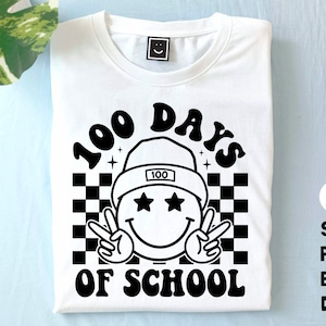 100 days of school SVG PNG, Happy 100 days SVG, Retro Smiley Face Png, 100 days Teacher Shirt, Svg Files for Cricut, sublimation designs