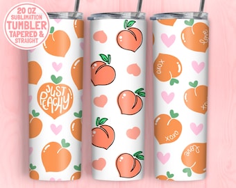 Peachy Pattern Tumbler Template, Valentine Skinny 20oz Tumbler, Just Peachy png, Peach Tumbler Template, Tumbler Download, Sublimation PNG