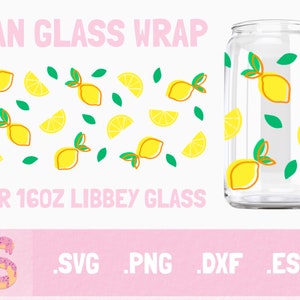 lemon Libbey glass svg, 16oz can glass svg, Summer SVG, Coffee glass can, Beer glass svg png dxf, cut file, SVG file for Cricut
