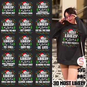 Most Likely To Svg png, Pakiet świąteczny Svg, Zabawny świąteczny png, Rodzinny świąteczny Svg, Png, Plik Święty Mikołaj Svg dla Cricut, Pobieranie cyfrowe