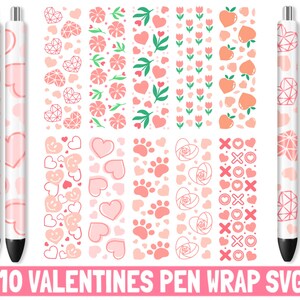 Valentines Pen Wrap Bundle, Rose Pen Wraps svg, Valentine’s Day svg, Heart pen svg, Epoxy Pen Wraps, Pen Wrap Bundle, Ink Joy Pen Wrap,Png