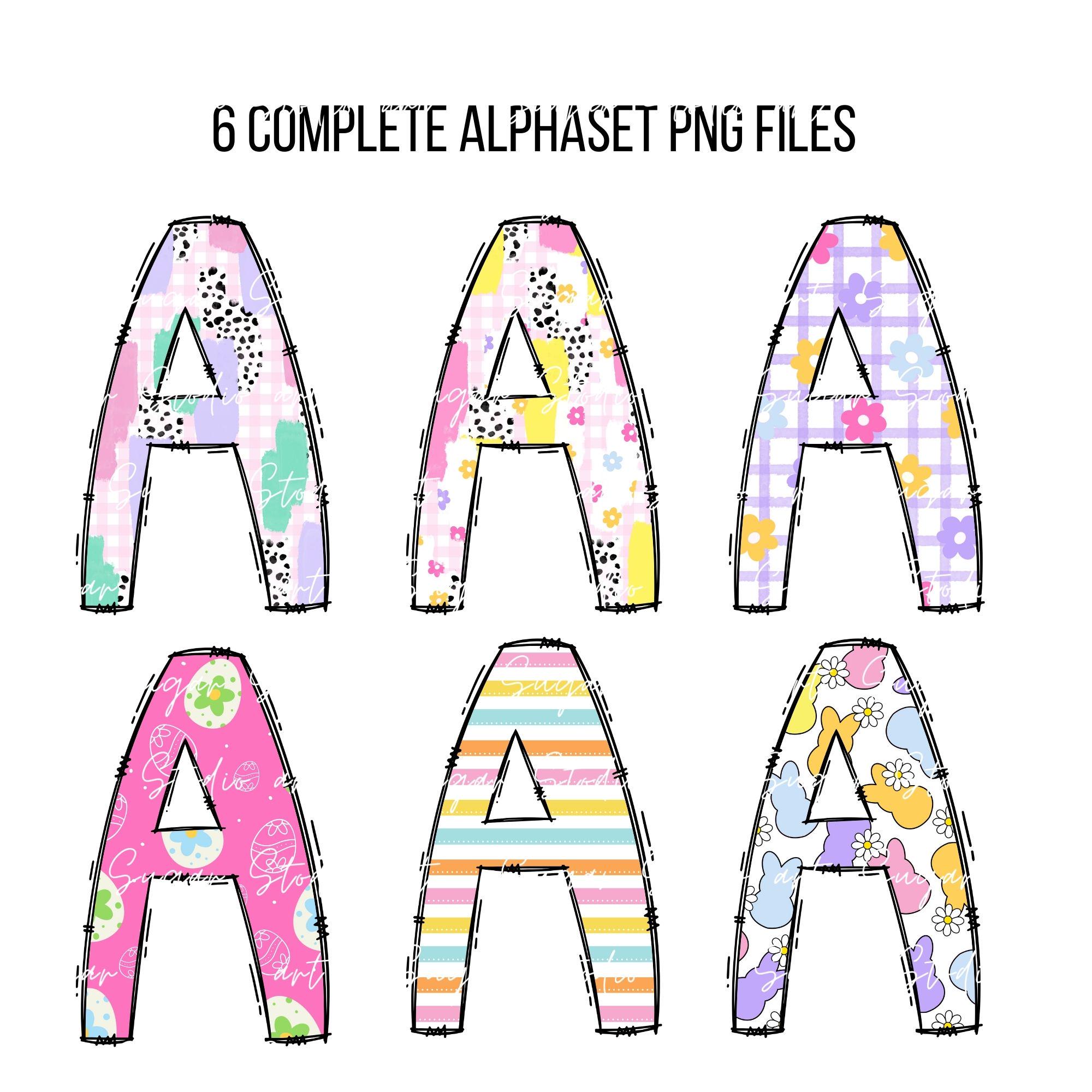 Easter Day Alphabet Letters PNG Bundle, Easter Clipart Png, Bunny ...