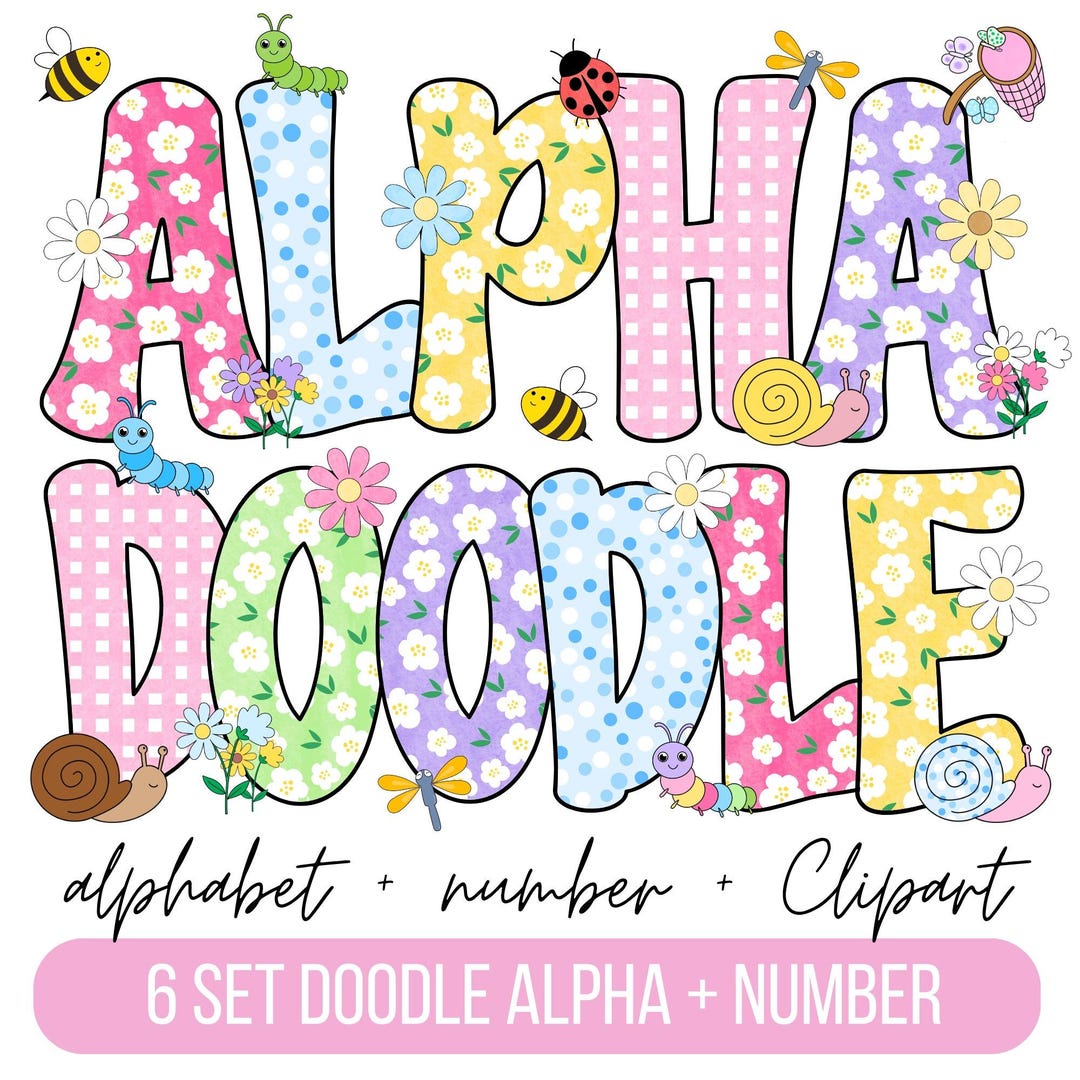 Spring Floral Alphabet Letters PNG, Watercolor Doodle Alpha Set ...