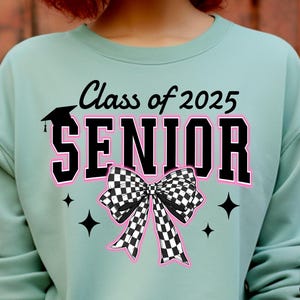 Retro Senior 2025 PNG, Class of 2025 Png, Coquette Senior 2025 Png, Graduation PNG, Retro Checkered Png, High school Senior Shirt Design