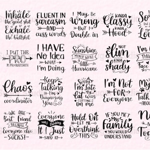 Sarcastic Bundle svg Hand lettered, Sarcastic Cut File, Funny Quote svg, Sarcastic quotes SVG, svg, dxf, eps, png, Cricut