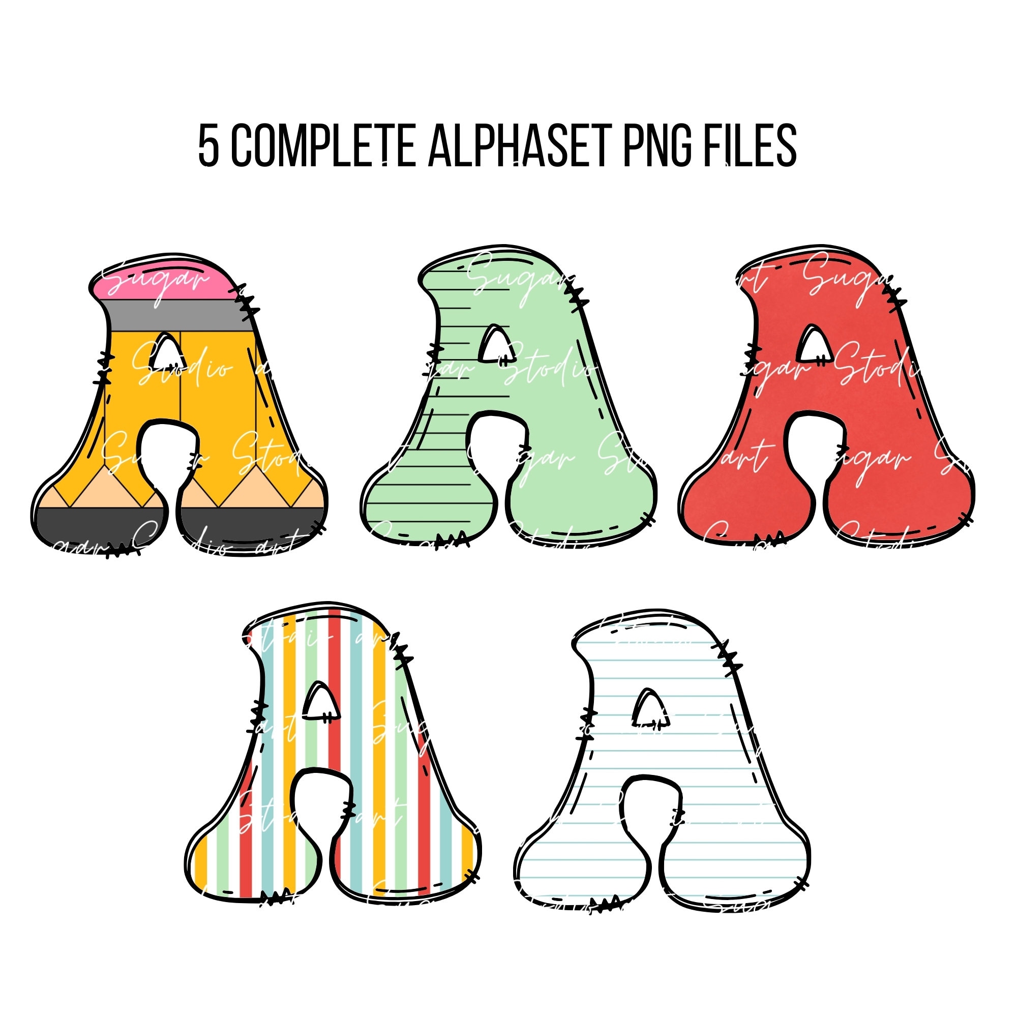 School Teacher Doodle Alphabet Bundle, Teacher PNG Letters, Numbers ...