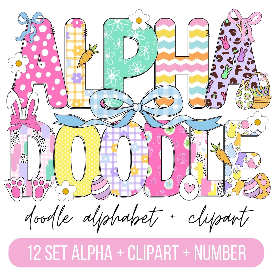 Easter Day Alphabet Letters PNG Bundle, Easter Clipart Png, Bunny ...
