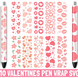 Valentines Pen Wrap Bundle, Lip kiss Pen Wraps svg, Valentine’s Day svg, Heart pen svg, Epoxy Pen Wraps,Pen Wrap Bundle,Ink Joy Pen Wrap,Png