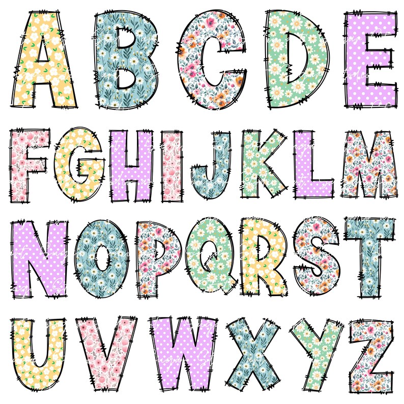 Spring Floral Alphabet Letters PNG Bundle, Summer Mothers Day Flower ...