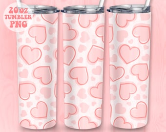 Corazón rosa San Valentín 20oz Flaco Sublimación Vaso Diseño PNG Archivo, Vaso de San Valentín, vaso de vibraciones de San Valentín png, vaso de brillo rosa