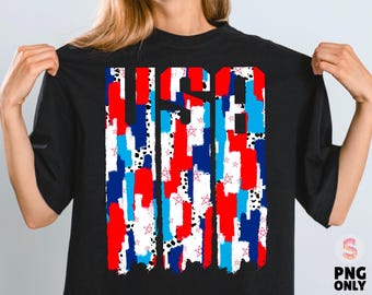 Brushstrokes USA PNG, Retro America Png, 4th Of July Png, 4th Of July Sublimation Design, Floral Usa Png, Patriotic Png, Girly USA Png