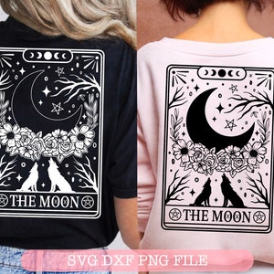 The moon Tarot cards SVG, Tarot cards svg, Skeleton png, funny tarot cards svg, skull tarot svg, Spiritual png, sublimation design, Floral