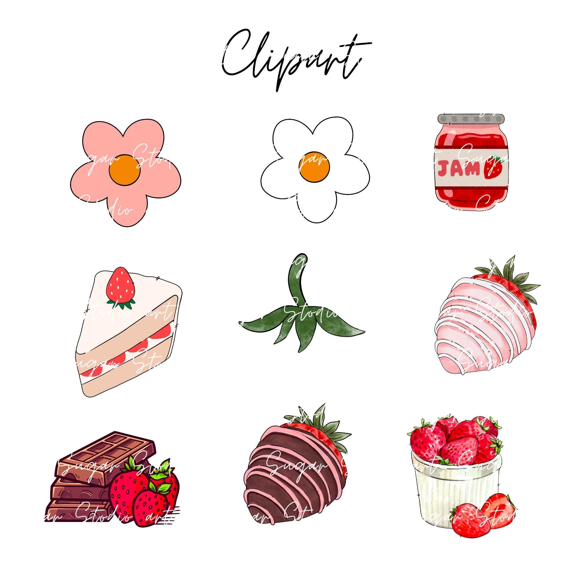 Strawberry Doodle Alphabet Bundle, Summer Fruits PNG Letters, Numbers ...