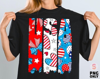 Brushstrokes USA PNG, Retro America Png, 4th Of July Png, 4th Of July Sublimation Design, Floral Usa Png, Patriotic Png, Girly USA Png