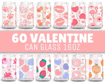 Valentine's Day Glass Can SVG Bundle, 16oz Libbey Wrap (Digital Download)