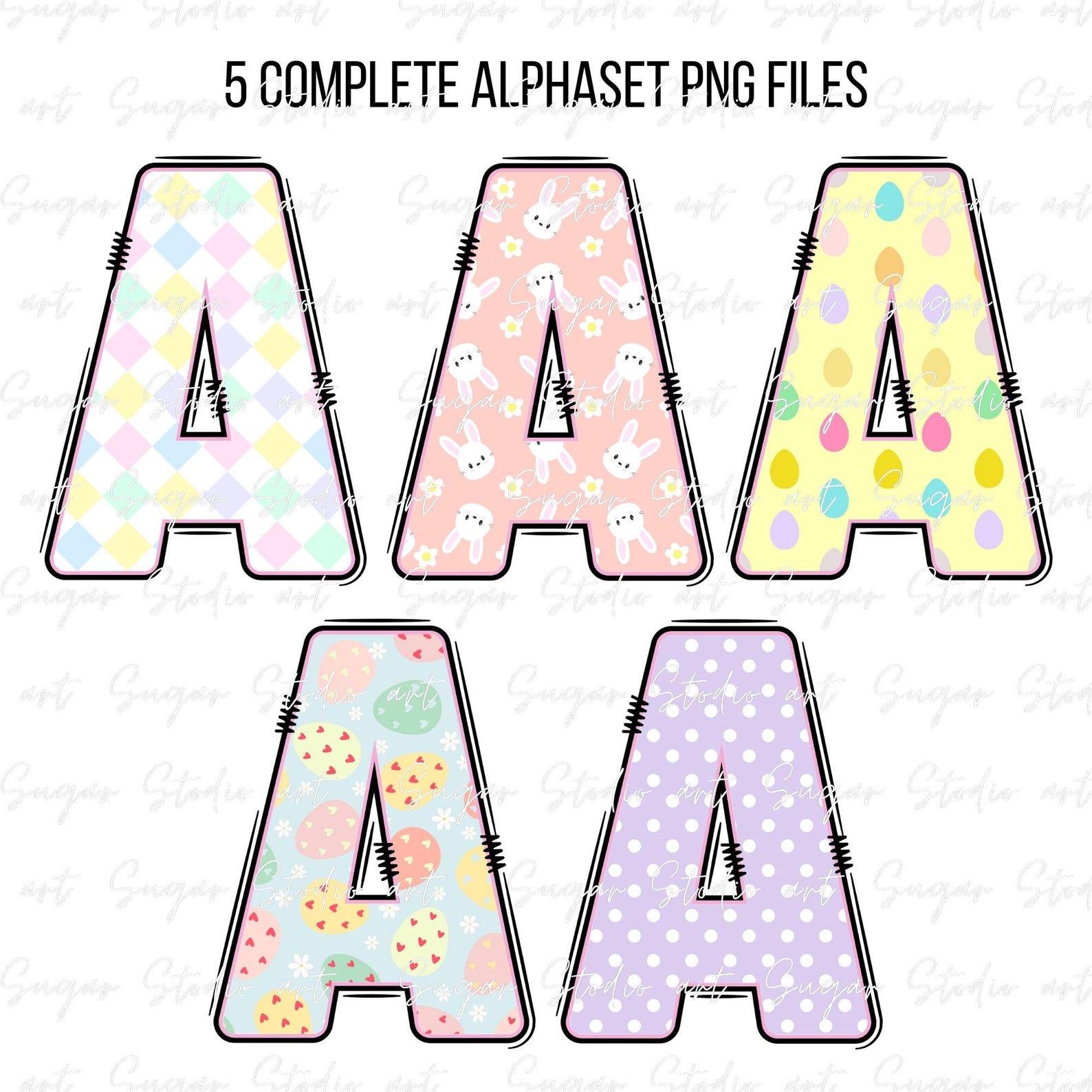 Easter Day Alphabet Letters PNG Bundle, Easter Clipart Png, Bunny ...