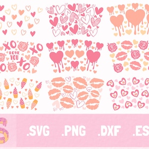 Kein Loch 24 Unzen Venti Cold Cup Valentines für Starbucks Cup SVG, Valentine SVG, Herz SVG, SVG-Datei für Cricut, digitaler Download