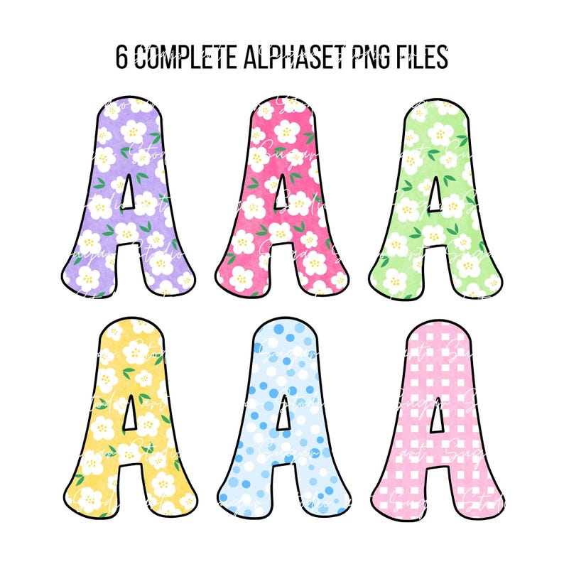 Spring Floral Alphabet Letters PNG, Watercolor Doodle Alpha Set ...