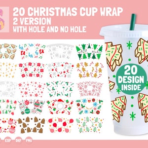 20 Cup Wrap Svg Bundle, Christmas SVG, Coffee Wrap Christmas svg, Winter Svg, Venti Cold Cup 24oz, Reindeer svg, Snowflake svg, Santa svg