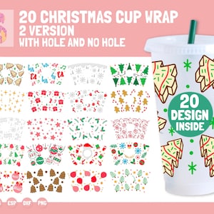 20 Cup Wrap Svg Bundle, Christmas SVG, Coffee Wrap Christmas svg, Winter Svg, Venti Cold Cup 24oz, Reindeer svg, Snowflake svg, Santa svg