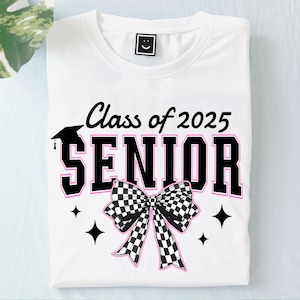 Retro Senior 2025 PNG, Class of 2025 Png, Coquette Senior 2025 Png, Graduation PNG, Retro Checkered Png, High school Senior Shirt Design