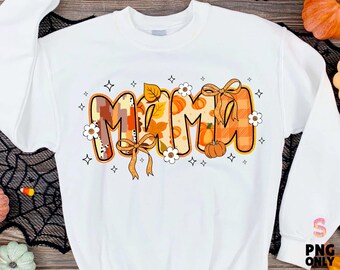Lot de mamans citrouilles pailletées png, citrouille d'automne maman png, coquette citrouille d'Halloween maman d'automne png, citrouilles maman Mimi Gigi Nana noeuds de citrouille
