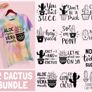 Paquete SVG de cactus, svg suculento, clip art de cactus divertido, imágenes prediseñadas suculentas, plantas svg, vectores de plantas, archivos de corte de plantas