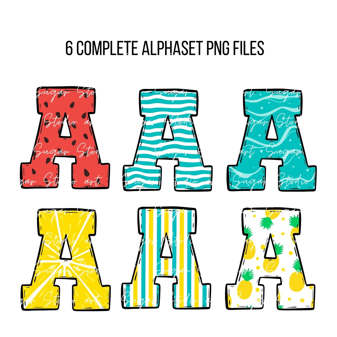 Summer Alphabet Letters PNG Bundle, Summer Clipart Png, Beach Doodle ...