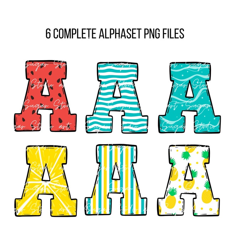 Summer Alphabet Letters PNG Bundle, Summer Clipart Png, Beach Doodle ...