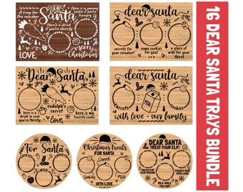 16 Dear Santa Tray SVG, Christmas Bundle SVG, Santa Tray SVG, Santa Plate svg, Santa Milk Cookies svg, Cookies for Santa svg, carrot svg