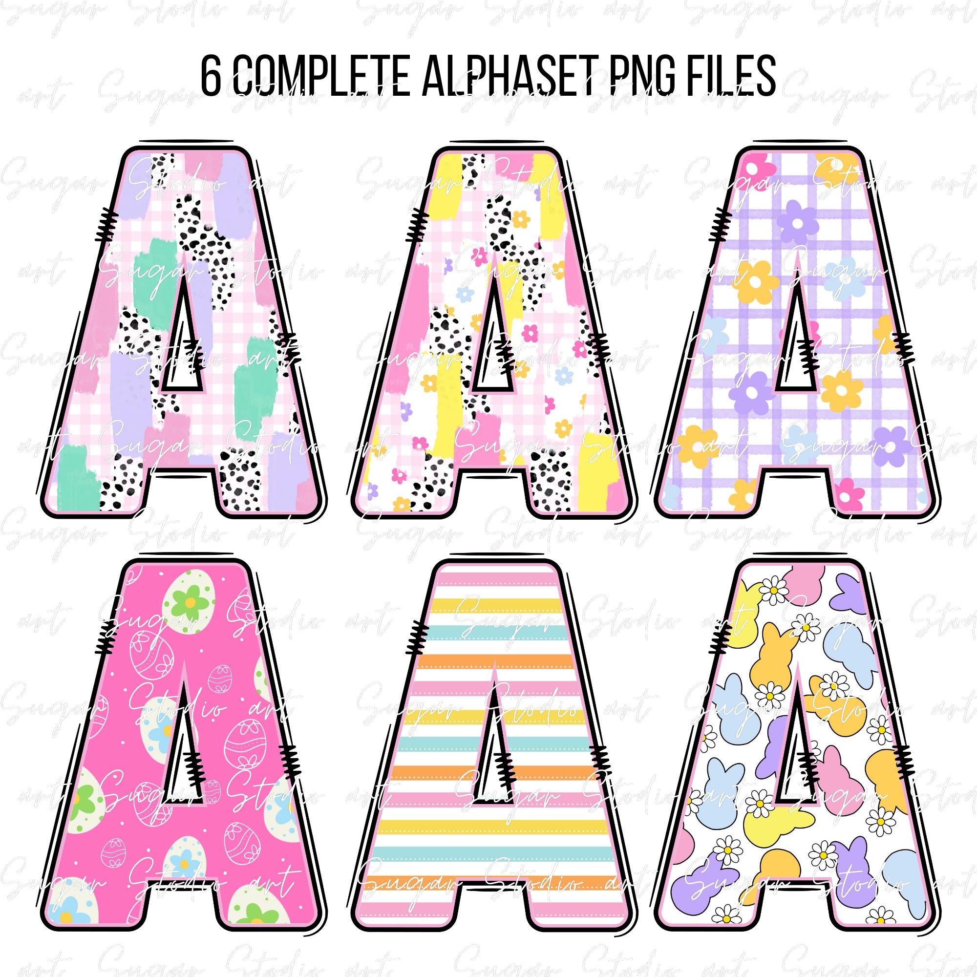 Easter Doodle Alphabet PNG Bundle, Bunny Letters Clipart (digital ...