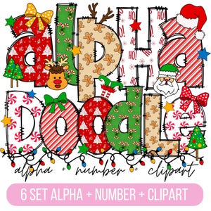 Letras de Rabisco de Natal, Alfabeto de Natal PNG, Letras de Natal, Letras de Sublimação de Natal, Conjunto de Rabiscos de Alfabeto de Clip Art PNG, Papai Noel