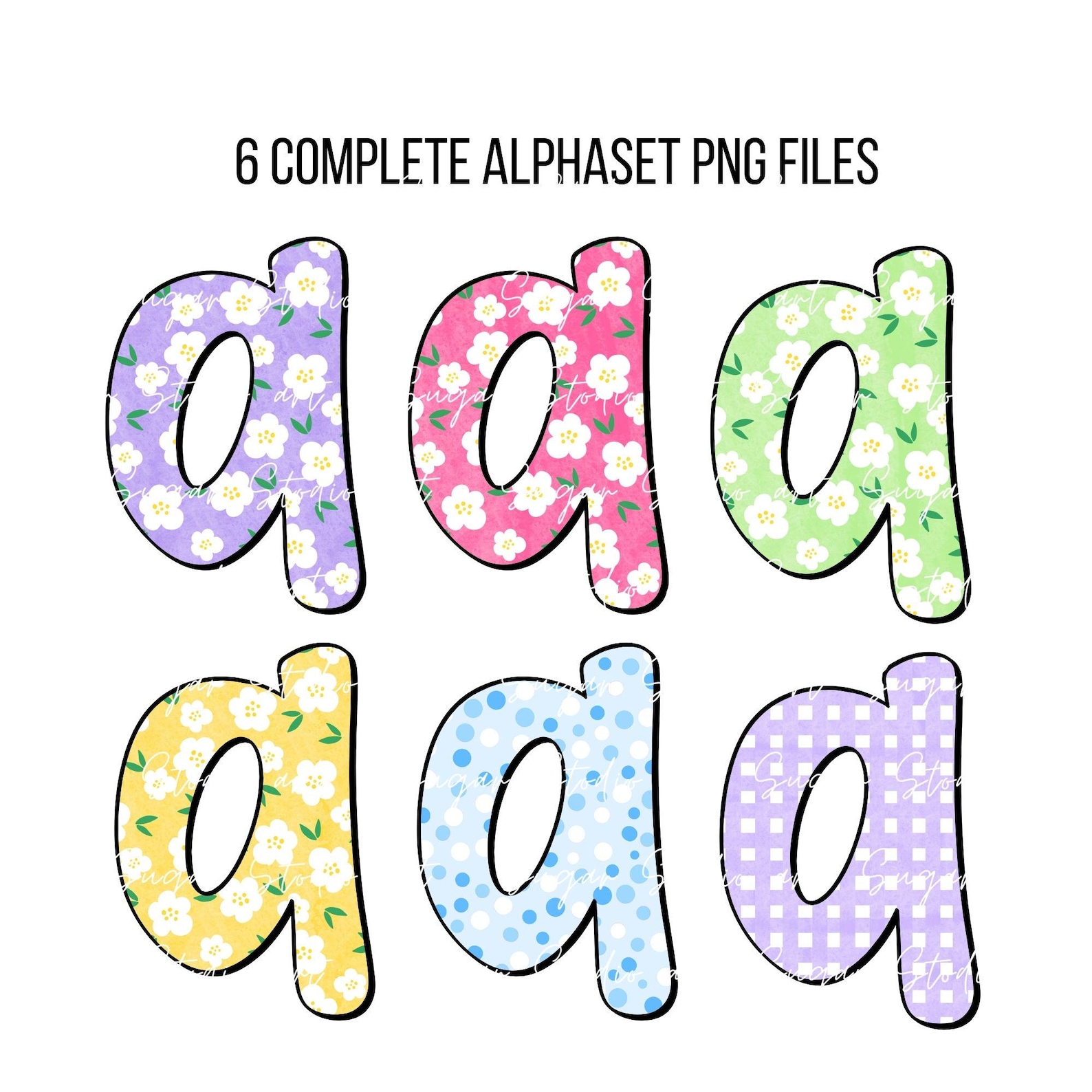 Floral Alphabet PNG Bundle, Spring Watercolor Clipart, Doodle Font ...