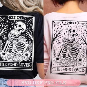 The Food lover Tarot cards SVG, Tarot cards svg, Skeleton png, funny tarot cards svg, skull tarot svg, Spiritual png, Mystical, Sublimation