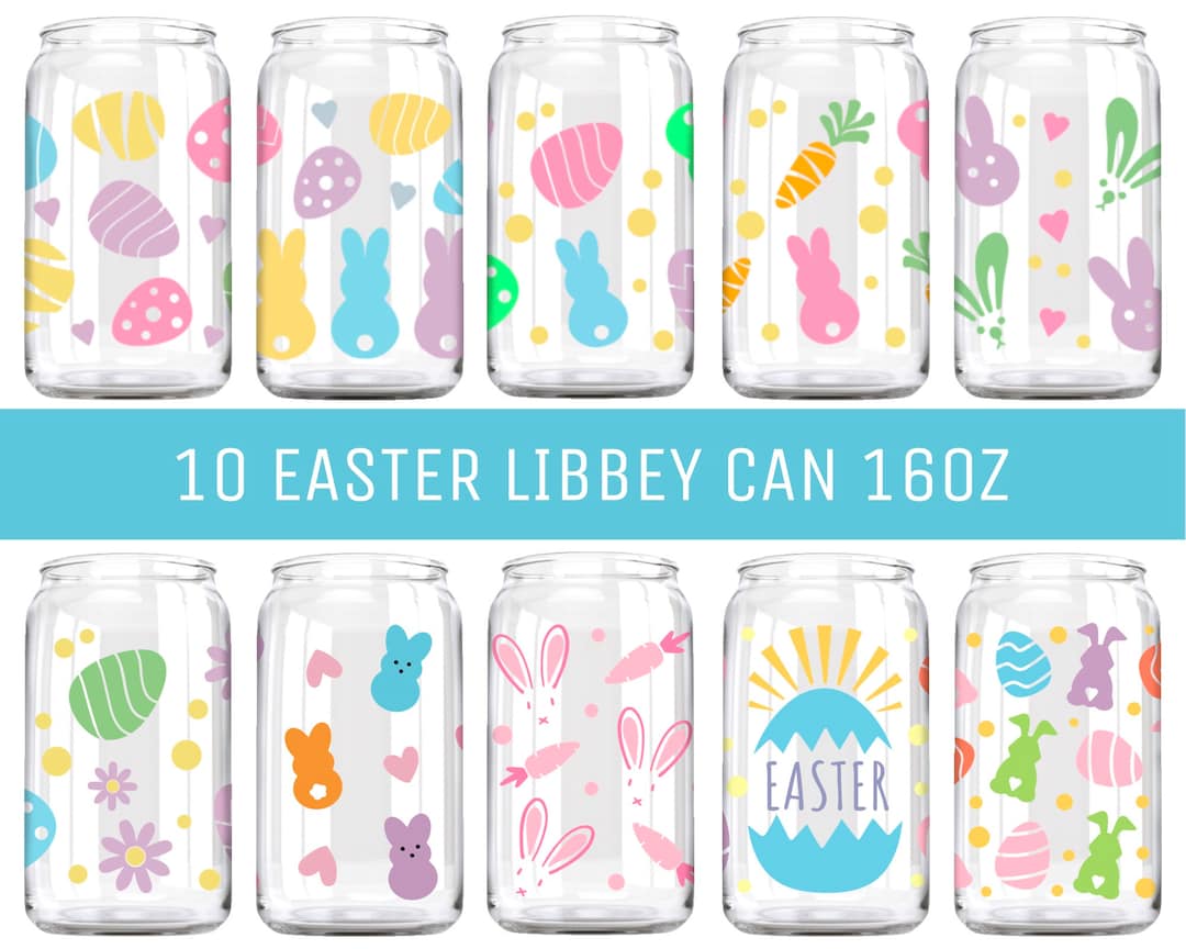 Easter Bunny Can Glass Wrap SVG Bundle, 16oz Libbey (digital Download ...