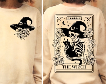 The witch tarot SVG, Skull witch Tarot cards svg, Skeleton png, funny tarot cards svg, skull tarot svg, Spiritual png, Mystical, Sublimation