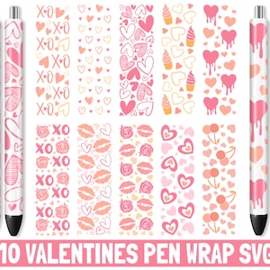 Valentine Pen Wrap Bundle, Pen Wraps svg, Valentine’s Day svg, Heart pen svg, XOXO svg, Epoxy Pen Wraps, Pen Wrap Bundle, Ink Joy Pen Wrap