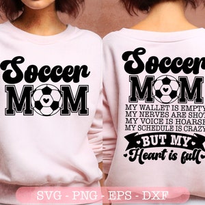 Mamá de fútbol Mi billetera está vacía svg, Mamá de fútbol svg, Vibraciones de fútbol svg, Bolsillo delantero y archivos svg traseros para cricut, Diseño digital, sublimación