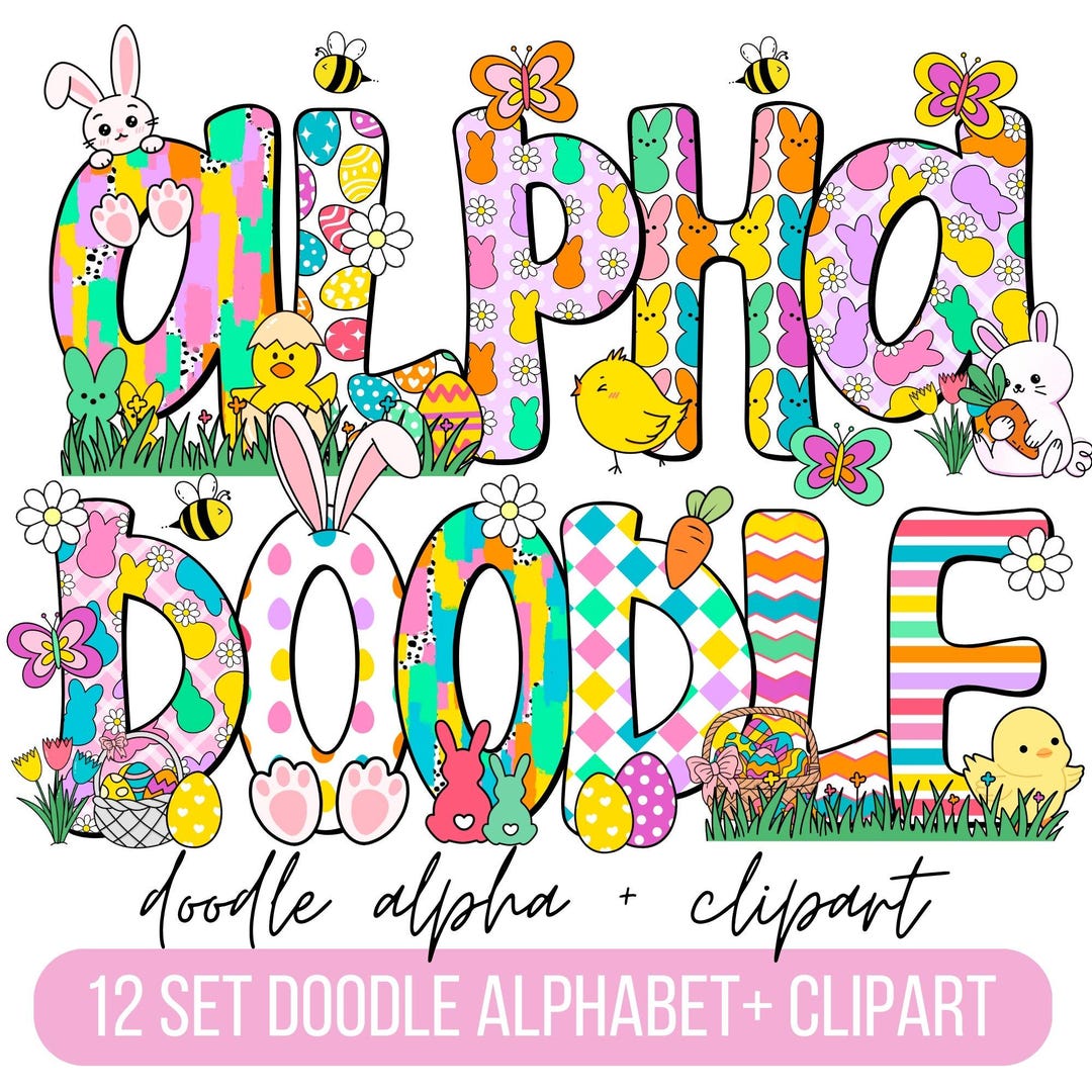Easter Day Alphabet Letters PNG Bundle, Easter Clipart Png, Bunny ...