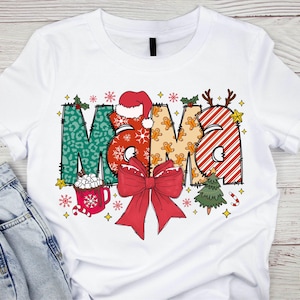 Christmas Mama Coquette Png, Mama Claus png, Christmas Tree Cake png, Christmas coquette bow png, Doodles Xmas, Candy Cane Santa Hot Cocoa