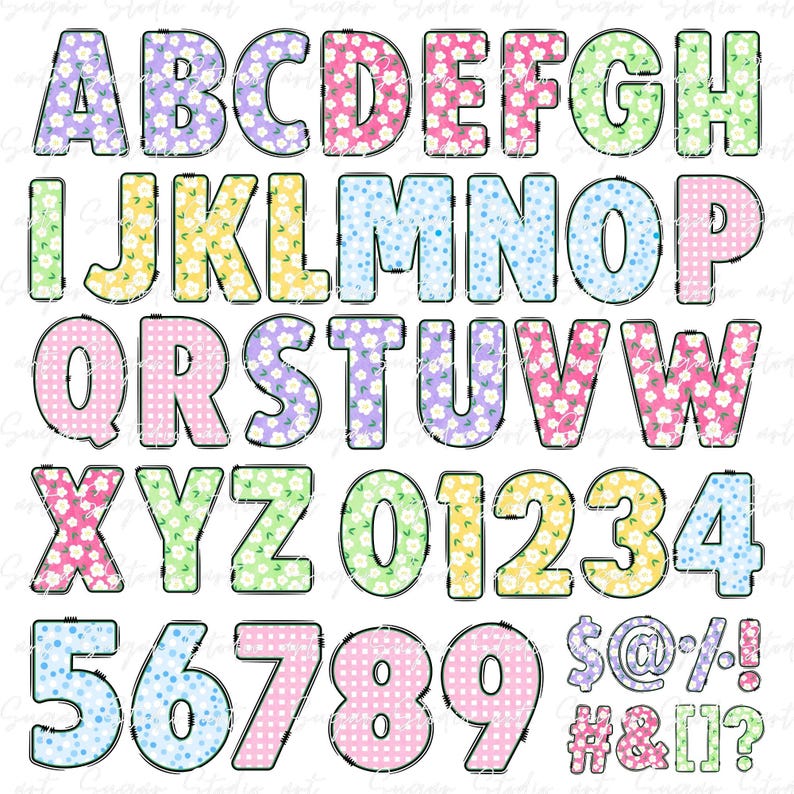 Spring Floral Alphabet Letters PNG Bundle, Watercolor Doodle Alpha Set ...