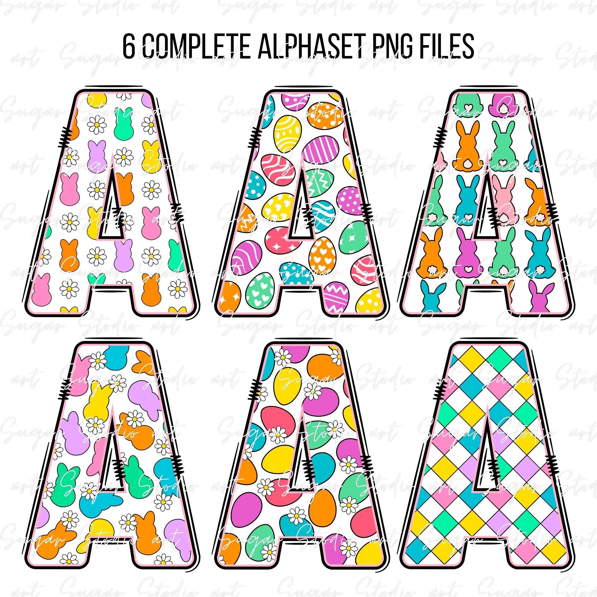 Easter Day Alphabet Letters PNG Bundle V3, Easter Clipart Png, Bunny ...