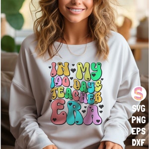 In my 100 days Teacher Era SVG, Retro 100 days of school SVG, Retro Apple Png, 100 days Teacher Shirt, Svg Files for Cricut, Teacher svg