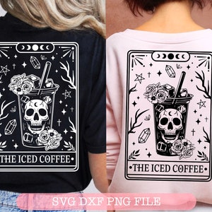 As cartas de tarô de café gelado SVG, cartas de tarô svg, esqueleto png, cartas de tarô engraçadas svg, crânio tarô svg, espiritual png, místico, sublimação