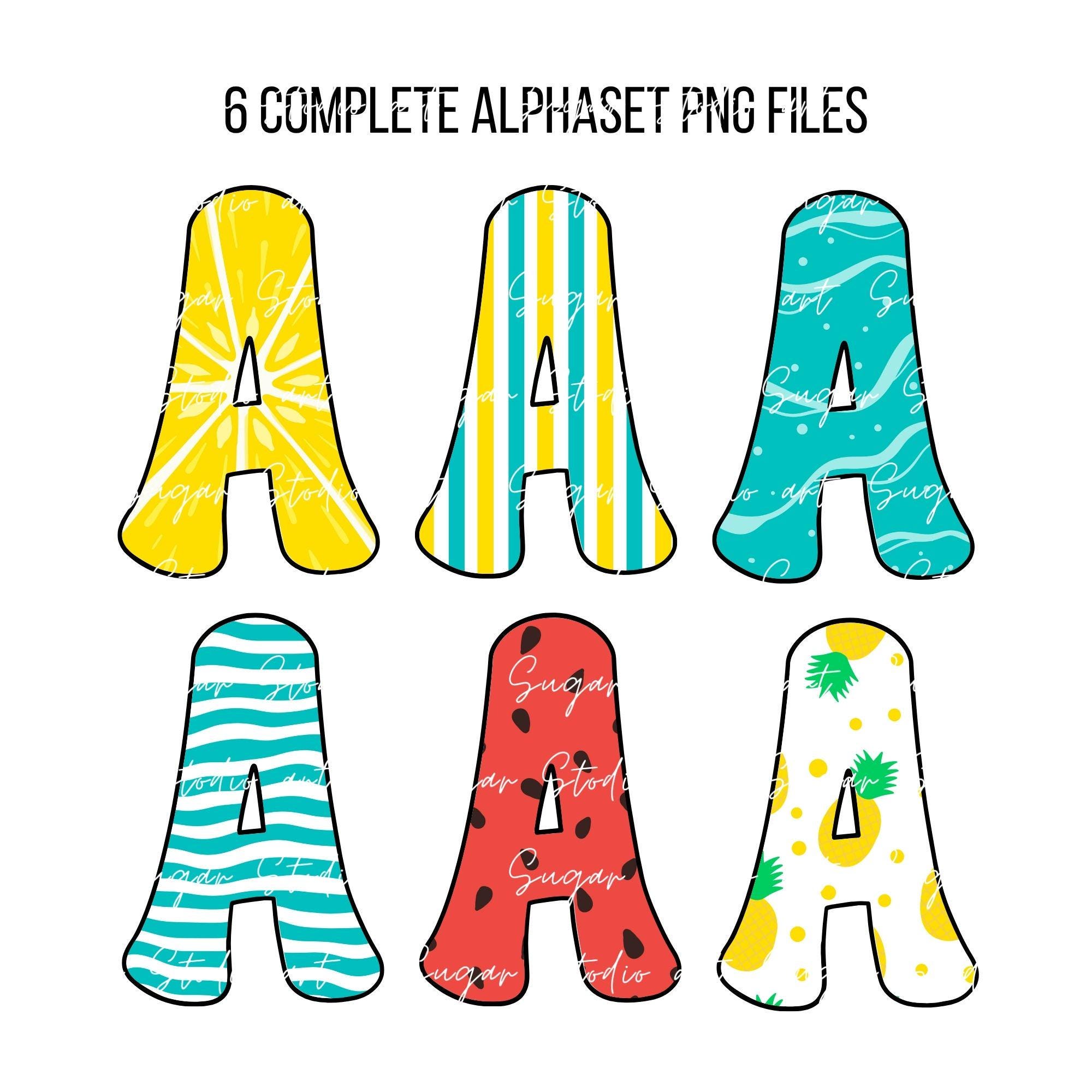 Summer Alphabet Letters PNG Bundle, Summer Clipart Png, Beach Doodle ...