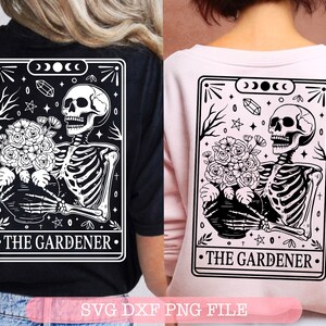 The Gardener Tarot cards SVG, Tarot cards svg, Skeleton png, funny tarot cards svg, skull tarot svg, Spiritual png, Mystical svg,sublimation