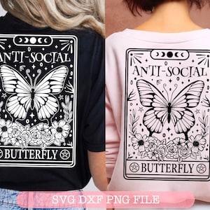 Lustige Schmetterling Tarotkarten SVG, Tarotkarten svg, Skelett png, lustige Tarotkarten svg, Schädel tarot svg, spirituelle png, Sublimationsdesign